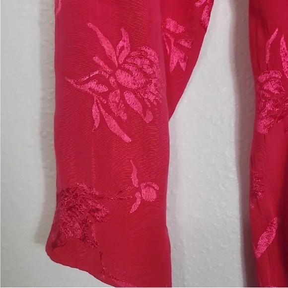 Zara Jacquard Maxi Midi Wrap Dress Size XS Pink Floral Belted Kimono Silky Robe - Picture 3 of 8